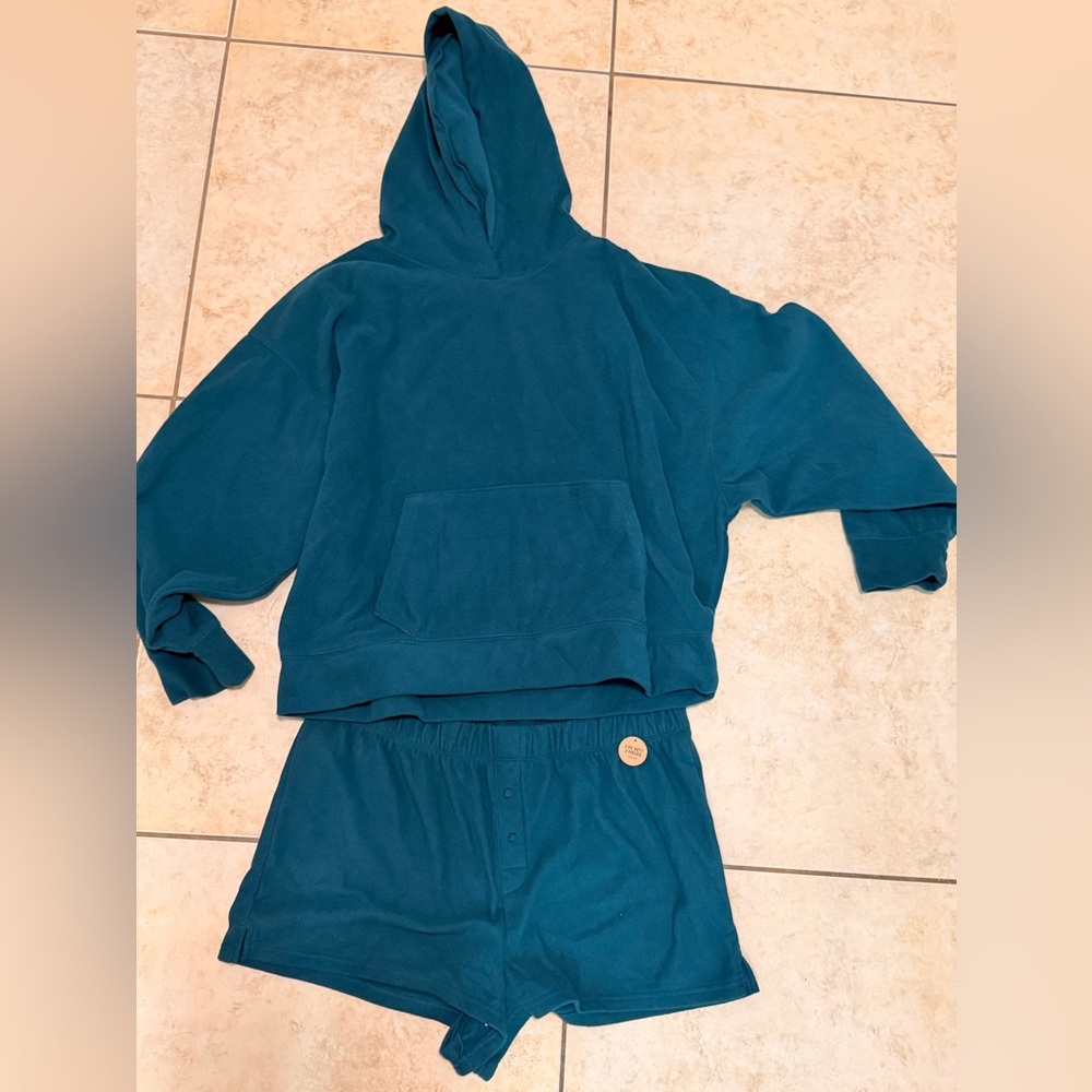 PINK Victoria's Secret Teal Fleece Hoodie